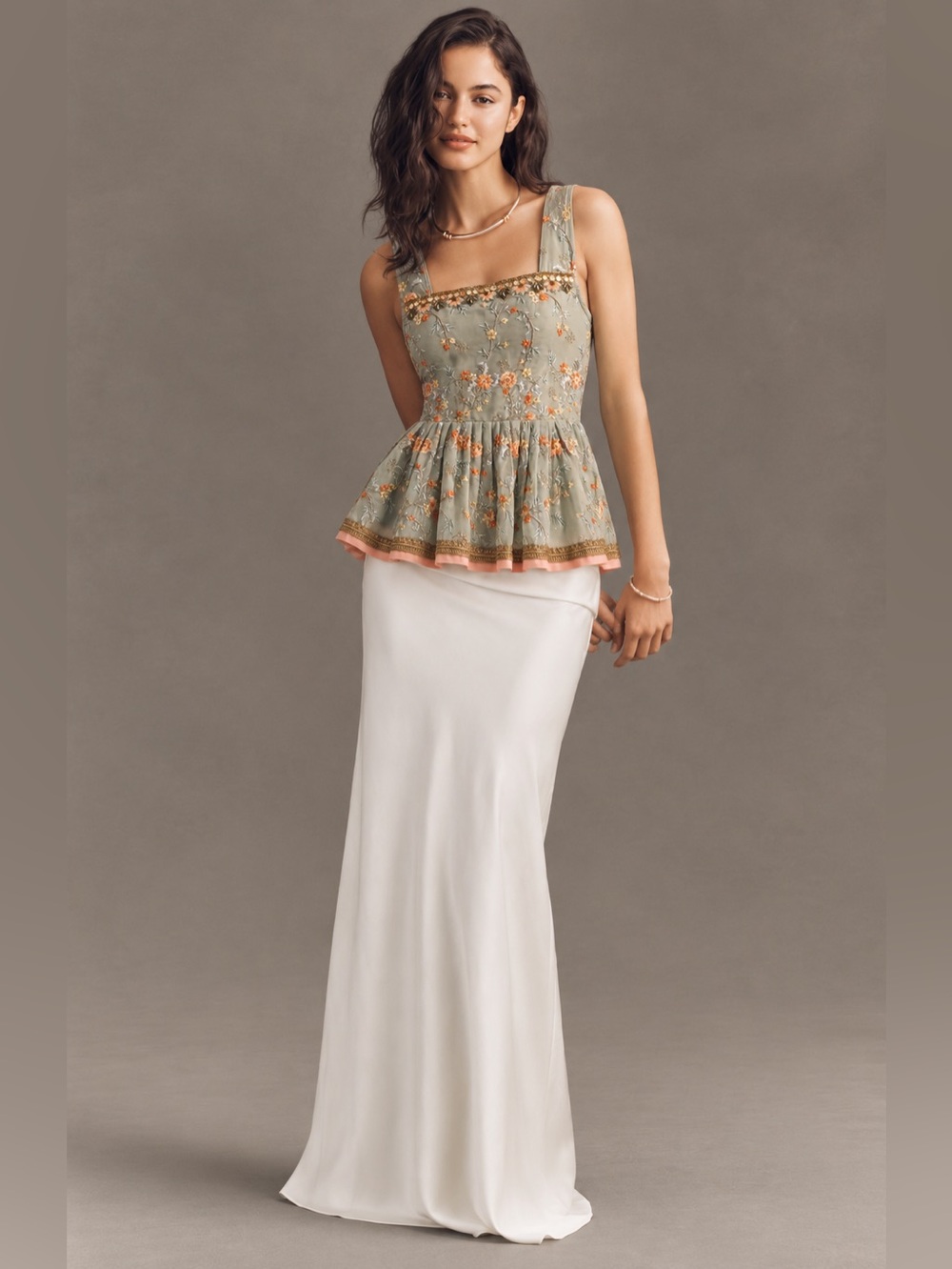 Embroidered Organza Peplum Top Mirror Sequin Indian Boho S - Picture 2 of 15